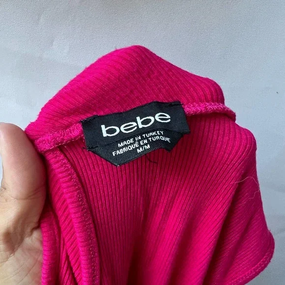 Vintage Bebe Rhinestone Dark Pink Logo Top Size Medium - Picture 8 of 8